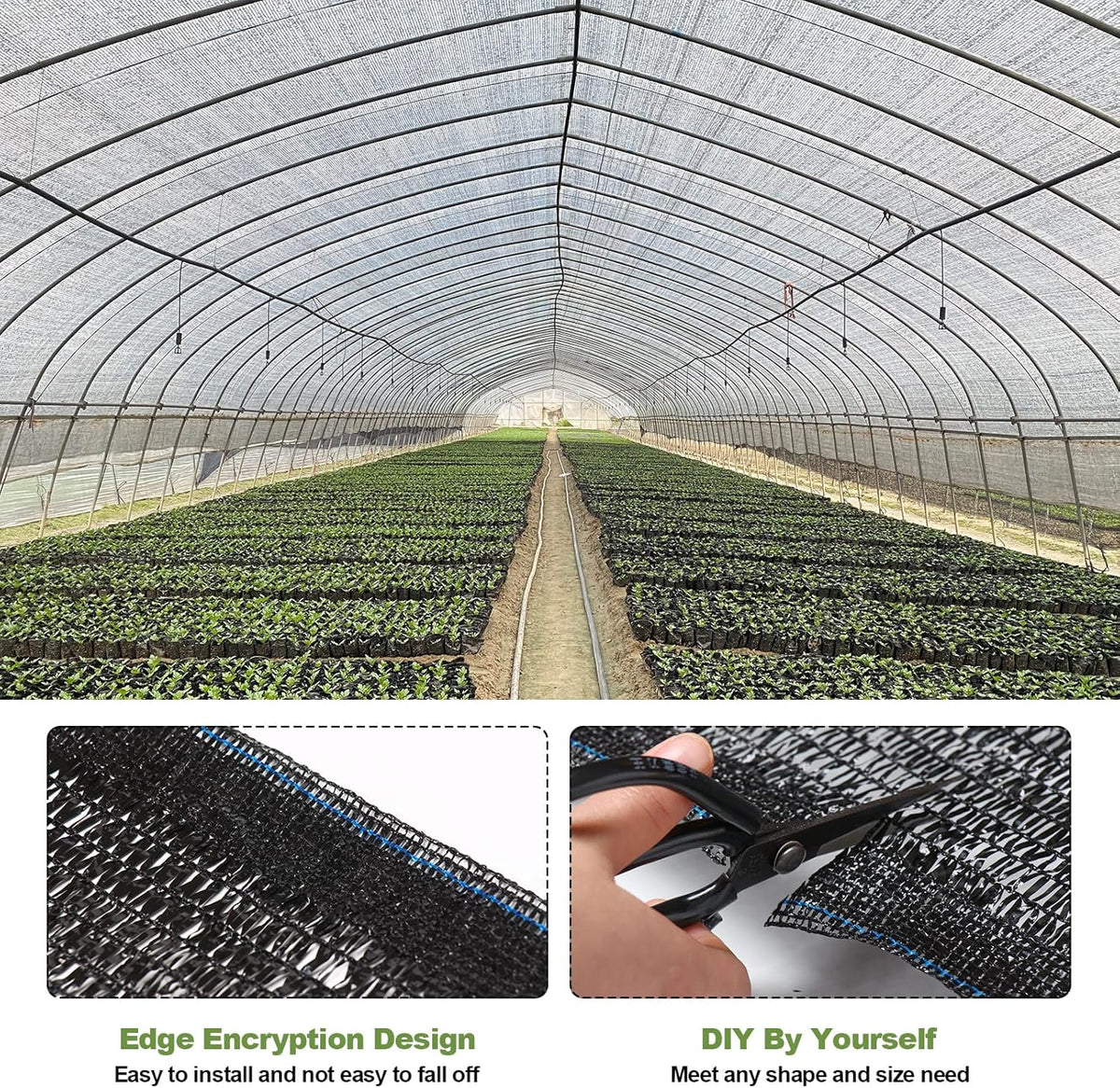 50% Shade Cloth for Garden, 6.5x16.5FT Black Sun Shade Cover