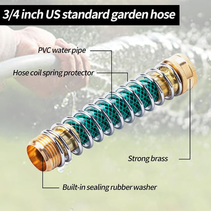 Brass 2 Way Hose Splitter, 3/4" Brass Y Way Garden Hose Connector with 2 Pcs Garden Hose Extension Adapter and 6 Rubber Washers