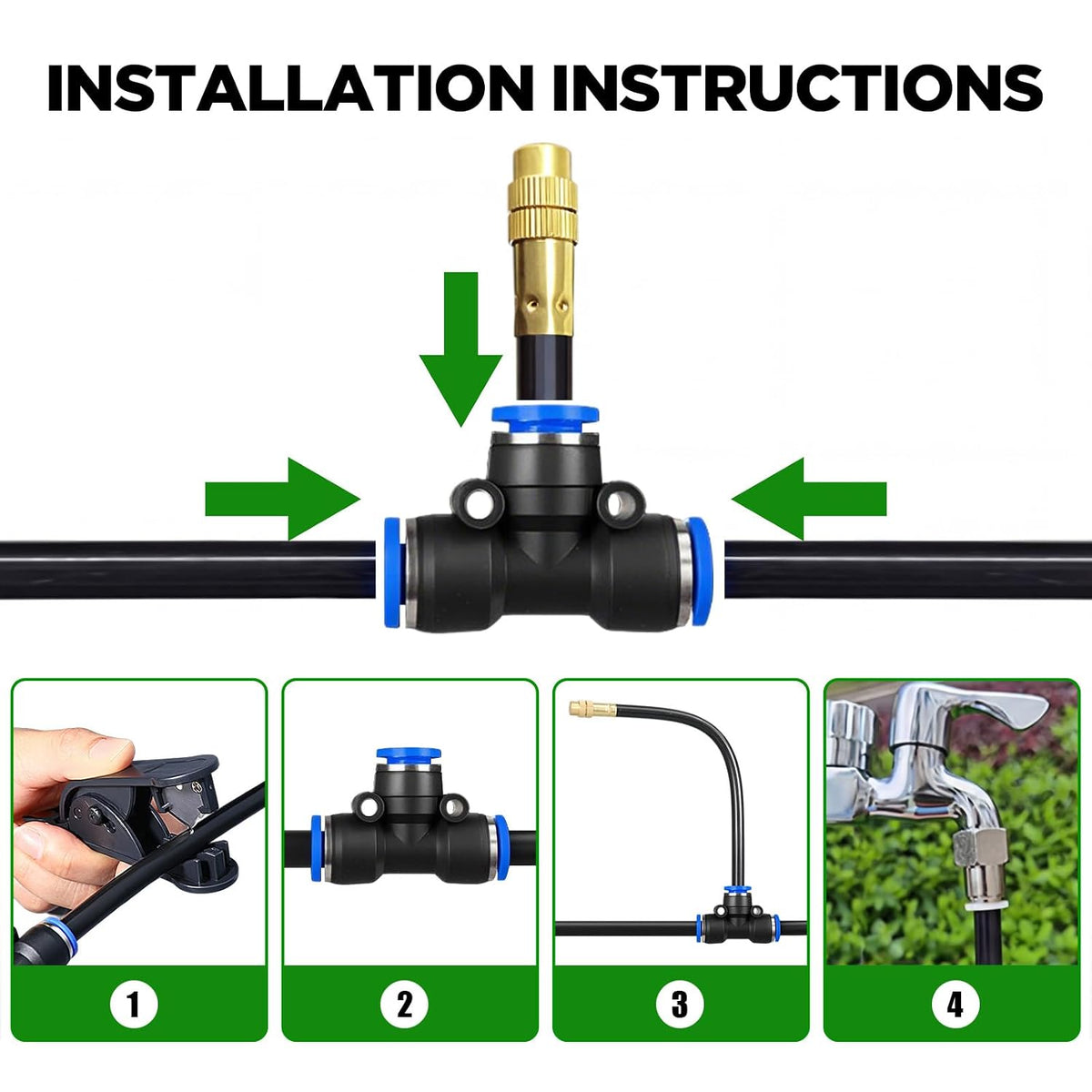 50FT Automatic Drip Irrigation Kit, Bendable Watering Hose with Multi Sprinkler Heads, Misting System for Garden Yard Outdoor Plants Greenhouse