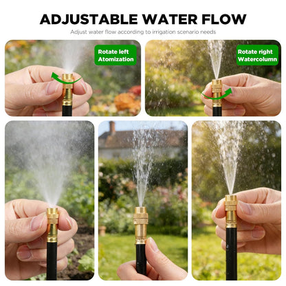 50FT Automatic Drip Irrigation Kit, Bendable Watering Hose with Multi Sprinkler Heads, Misting System for Garden Yard Outdoor Plants Greenhouse