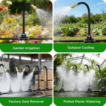 50FT Automatic Drip Irrigation Kit, Bendable Watering Hose with Multi Sprinkler Heads, Misting System for Garden Yard Outdoor Plants Greenhouse