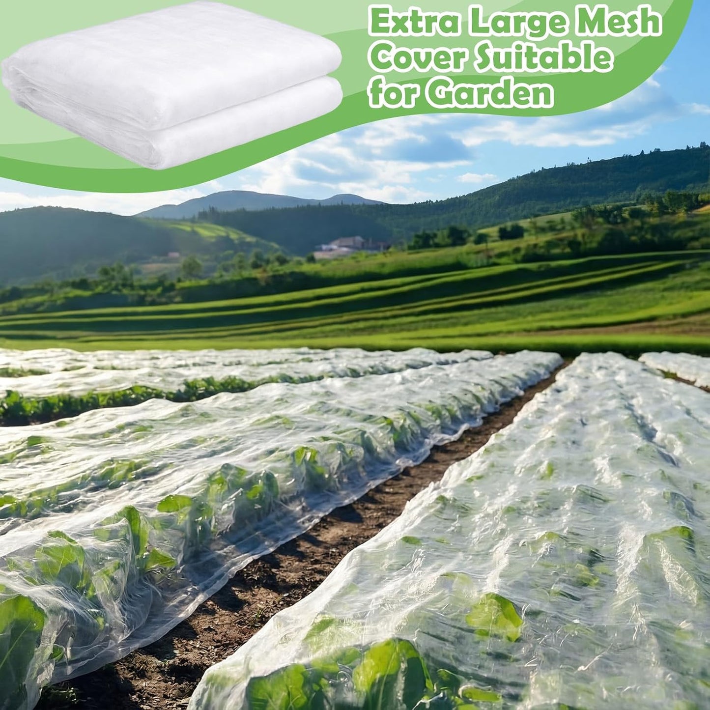 15 x 33 ft Garden Mesh Netting Insect Mosquito Net, White, 1 Pcs