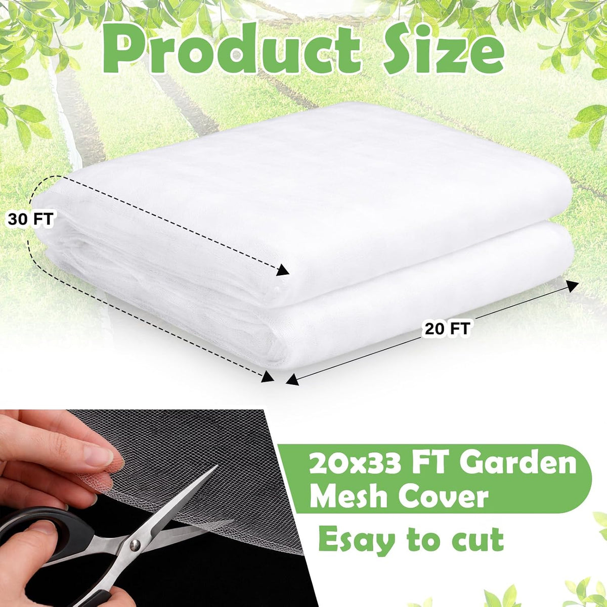 15 x 33 ft Garden Mesh Netting Insect Mosquito Net, White, 1 Pcs