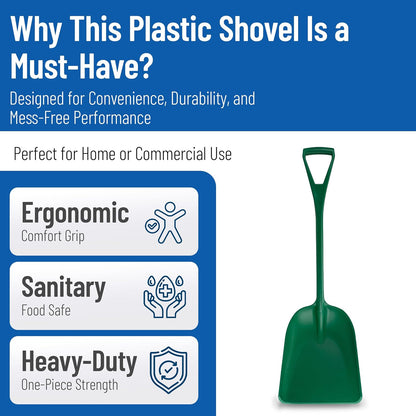 Sanitary Shovel, 10" x 13.75" Polypropylene, Green