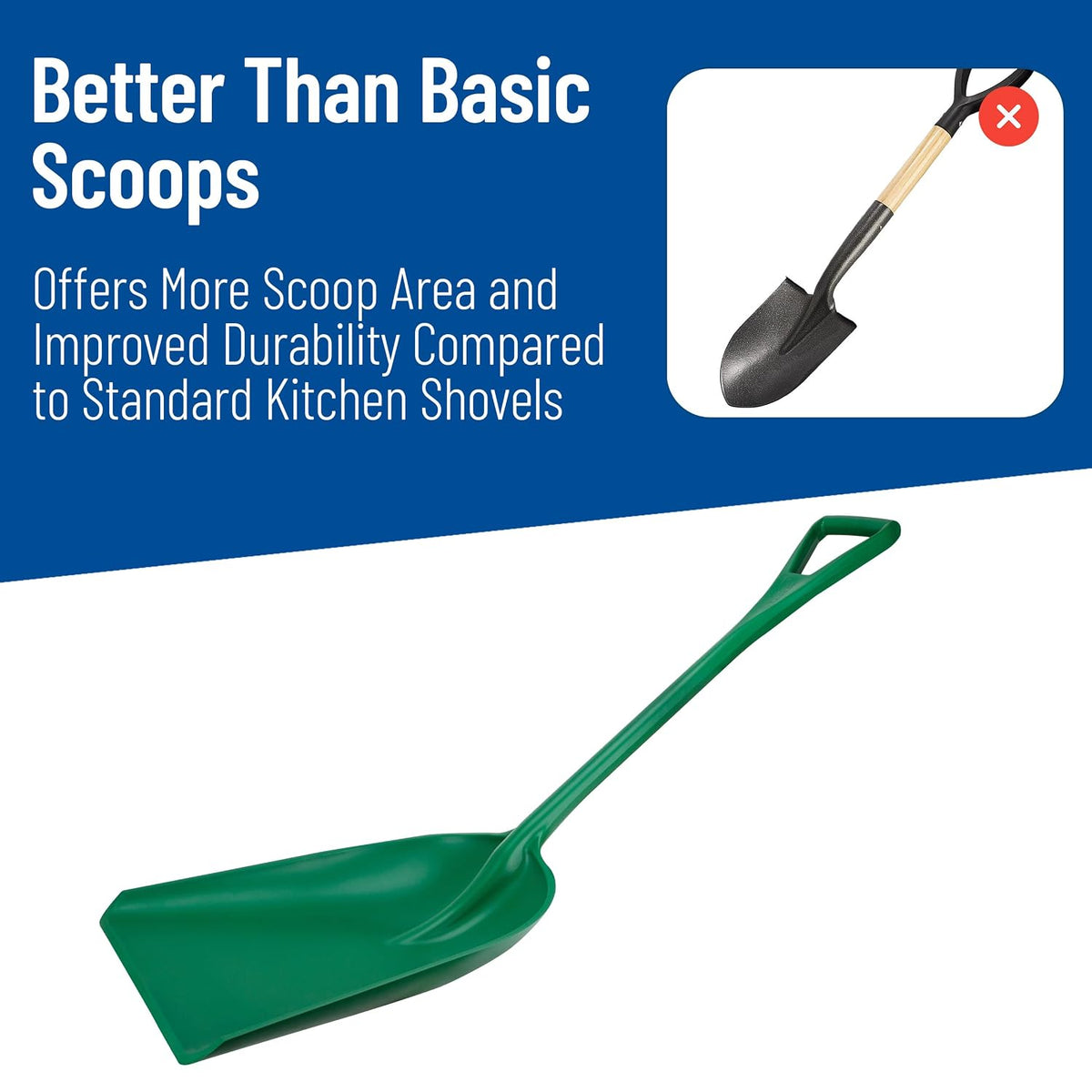 Sanitary Shovel, 10" x 13.75" Polypropylene, Green