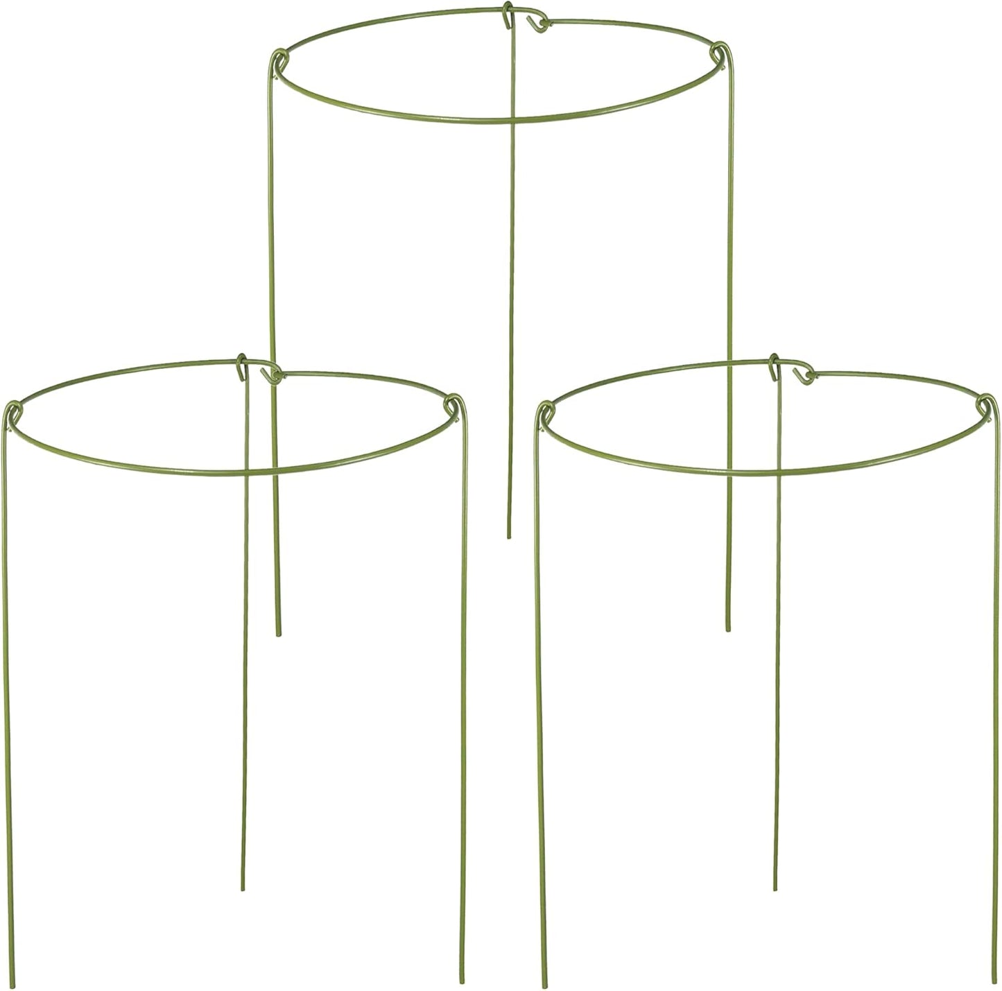3 Pack Garden Stakes Plant Support Cage, Plant Support Rings for Outdoor Indoor Peony Tomato Rose Flowers Potted Plants (10" W x 17" H)