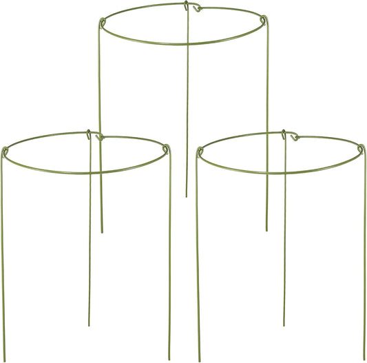 3 Pack Garden Stakes Plant Support Cage, Plant Support Rings for Outdoor Indoor Peony Tomato Rose Flowers Potted Plants (10" W x 17" H)