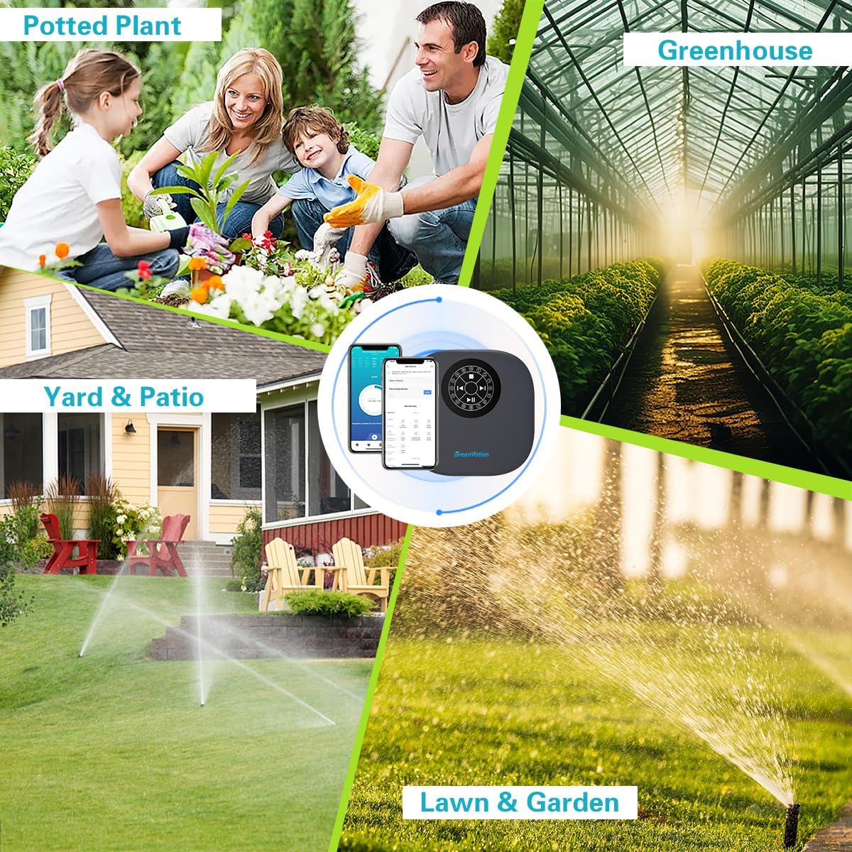 Smart Sprinkler Controller, 16-Zone/Station Irrigation System with APP Remote Control, GreenVation 2.4G/5GHz WiFi Water Timer for Outdoor Garden/Yard/Lawns (16 Zone)