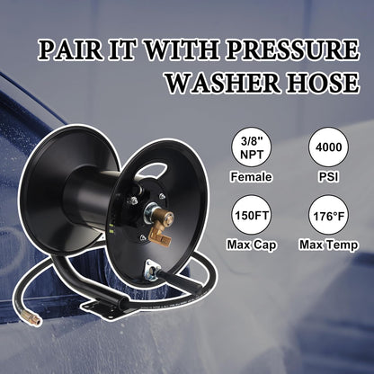 High Pressure Washer Hose Reel 150ft x 3/8" / 300ft x 1/4"