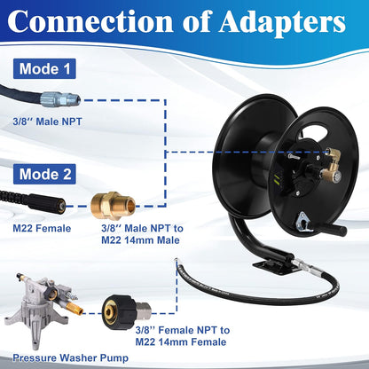 High Pressure Washer Hose Reel 150ft x 3/8" / 300ft x 1/4"