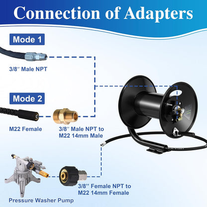 High Pressure Washer Hose Reel 150ft x 3/8" / 300ft x 1/4"