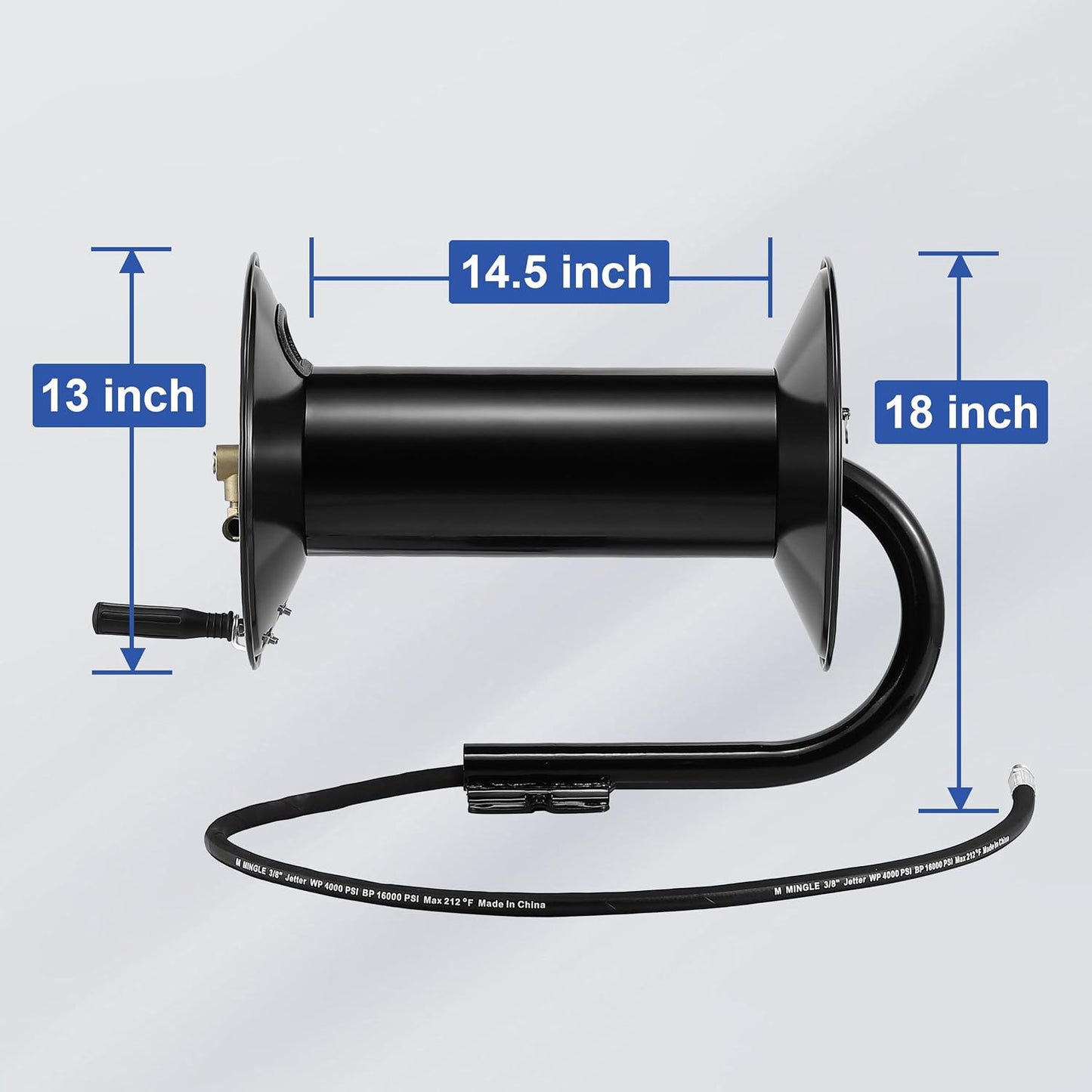 High Pressure Washer Hose Reel 150ft x 3/8" / 300ft x 1/4"