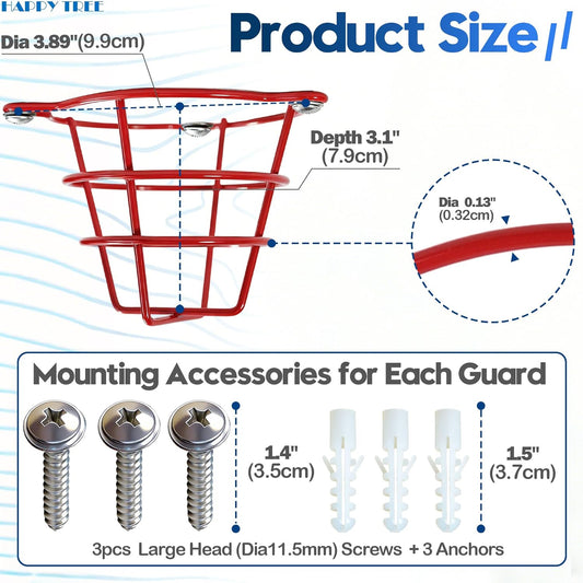 (2 Pack) Red Fire Sprinkler Head Guard Cage Protector Cover for Both 1/2" & 3/4" and for Protecting Flush Mount & Side Wall & Pendent Head Fire Sprinkler Covers for Ceiling