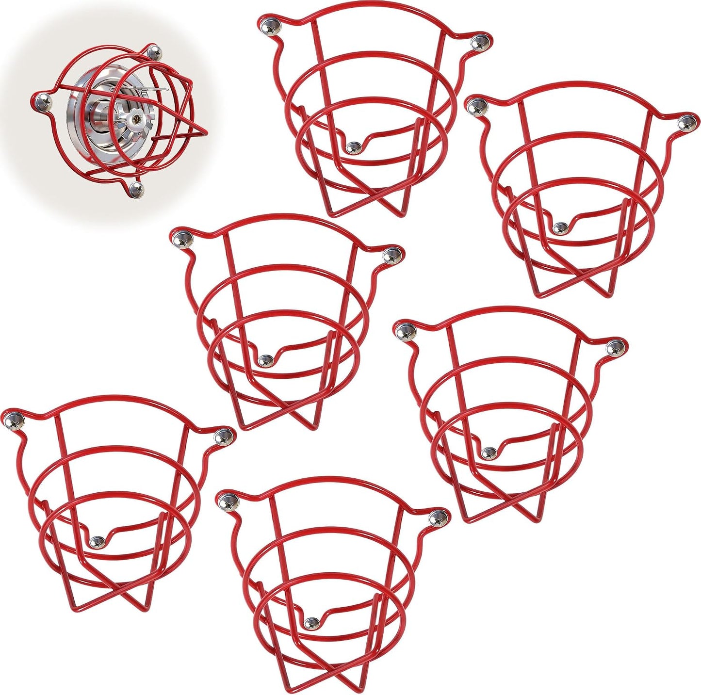 (2 Pack) Red Fire Sprinkler Head Guard Cage Protector Cover for Both 1/2" & 3/4" and for Protecting Flush Mount & Side Wall & Pendent Head Fire Sprinkler Covers for Ceiling