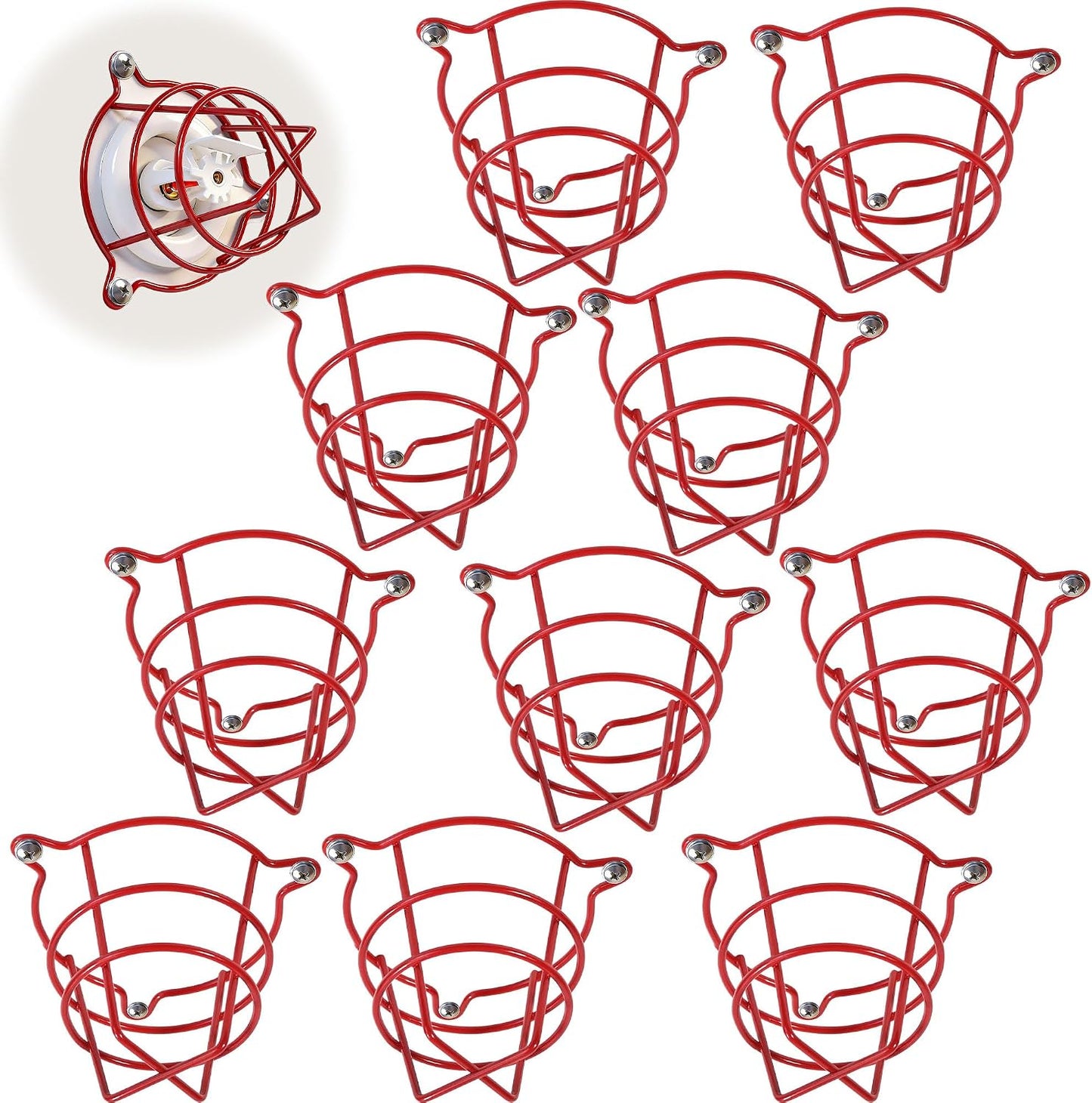 (2 Pack) Red Fire Sprinkler Head Guard Cage Protector Cover for Both 1/2" & 3/4" and for Protecting Flush Mount & Side Wall & Pendent Head Fire Sprinkler Covers for Ceiling