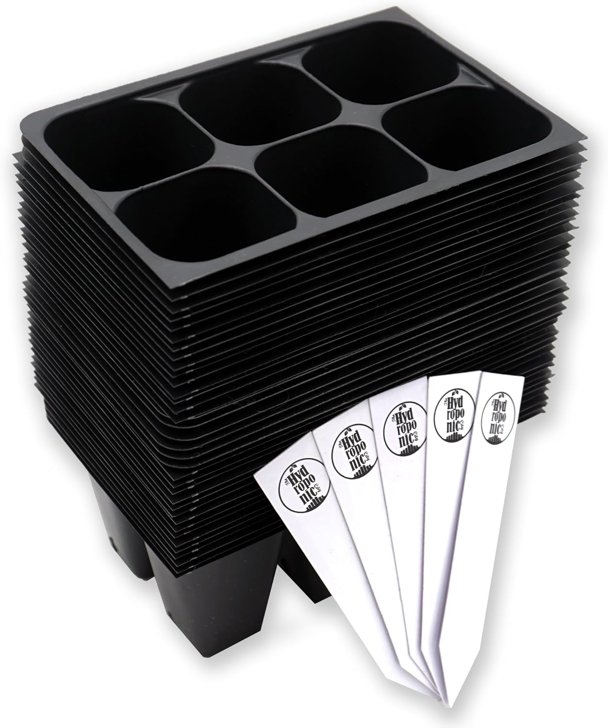 Seed Starter Trays, 144 Cells (24 Trays - 6 Cells Per Tray) + Plant Stakes