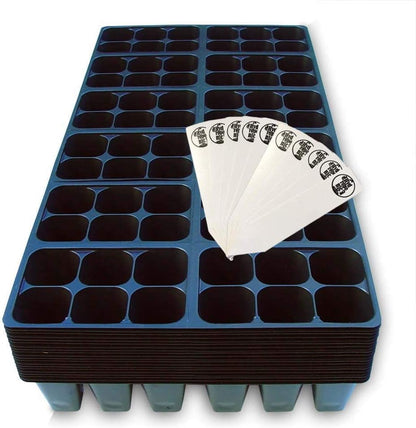 Seed Starter Trays, 144 Cells (24 Trays - 6 Cells Per Tray) + Plant Stakes
