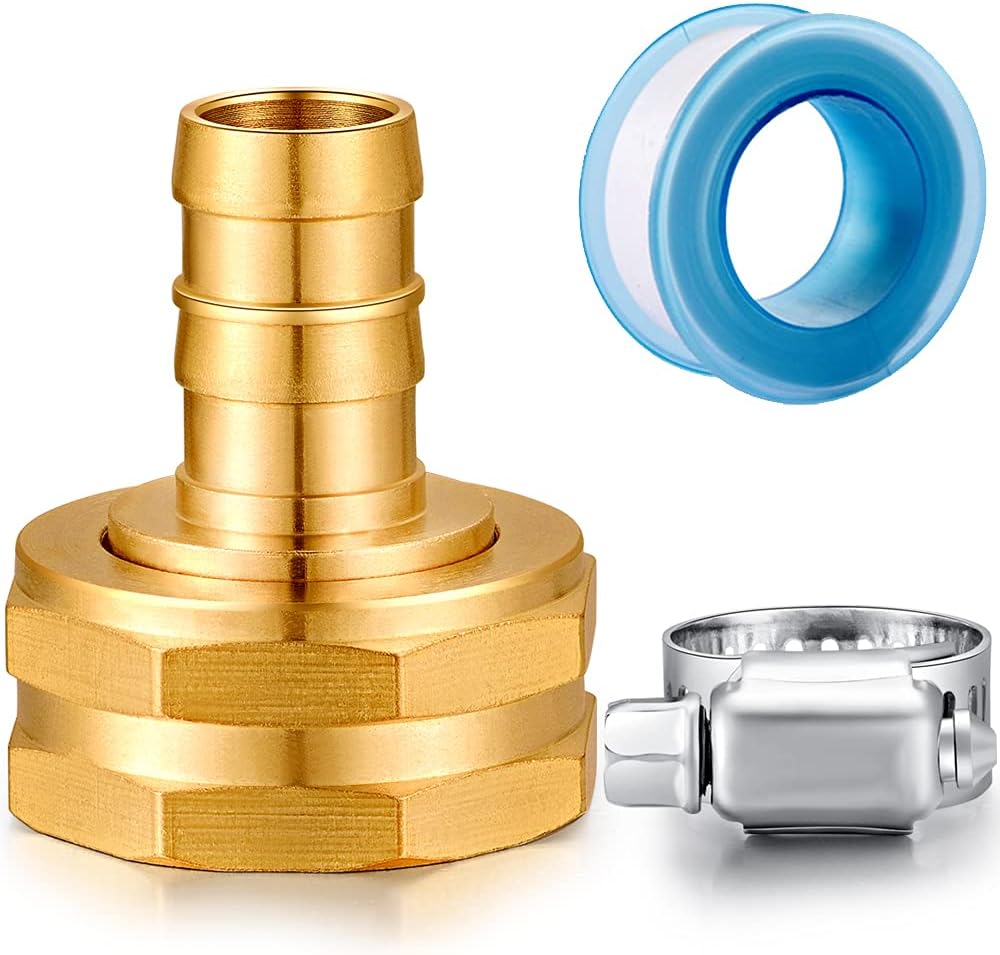 Solid Brass Garden Hose Repair kit Connector with Stainless Steel Clamps, Male Adapter/Female Garden Hose Swivel Fitting… (5/8" Barb x 3/4" Male-2 Sets)