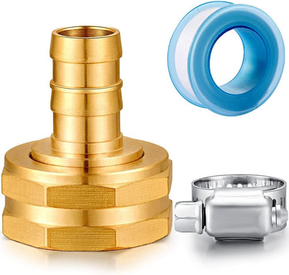 Solid Brass Garden Hose Repair kit Connector with Stainless Steel Clamps, Male Adapter/Female Garden Hose Swivel Fitting… (5/8" Barb x 3/4" Male-2 Sets)