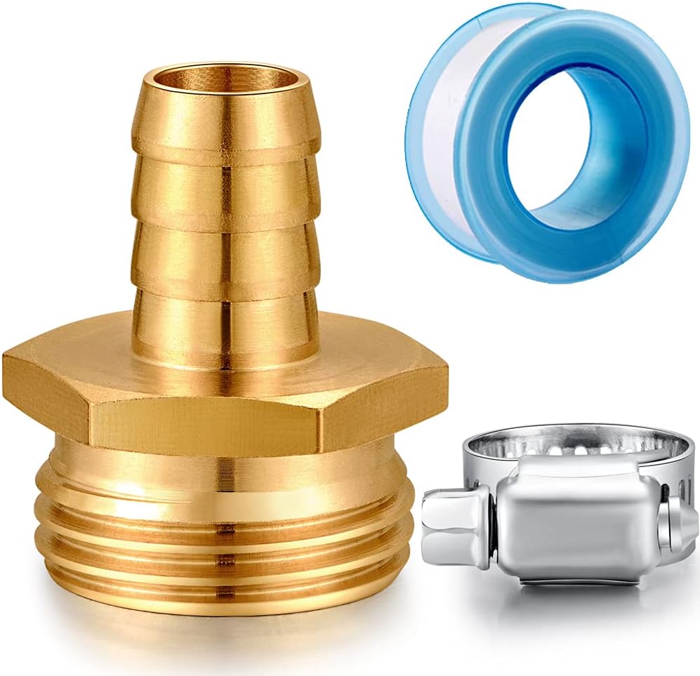 Solid Brass Garden Hose Repair kit Connector with Stainless Steel Clamps, Male Adapter/Female Garden Hose Swivel Fitting… (5/8" Barb x 3/4" Male-2 Sets)