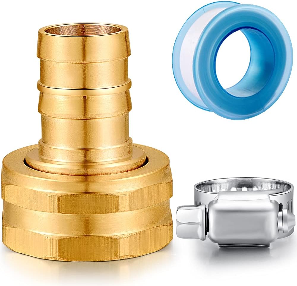 Solid Brass Garden Hose Repair kit Connector with Stainless Steel Clamps, Male Adapter/Female Garden Hose Swivel Fitting… (5/8" Barb x 3/4" Male-2 Sets)