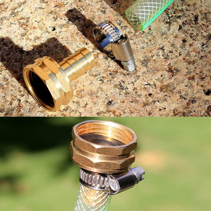 Solid Brass Garden Hose Repair kit Connector with Stainless Steel Clamps, Male Adapter/Female Garden Hose Swivel Fitting… (5/8" Barb x 3/4" Male-2 Sets)