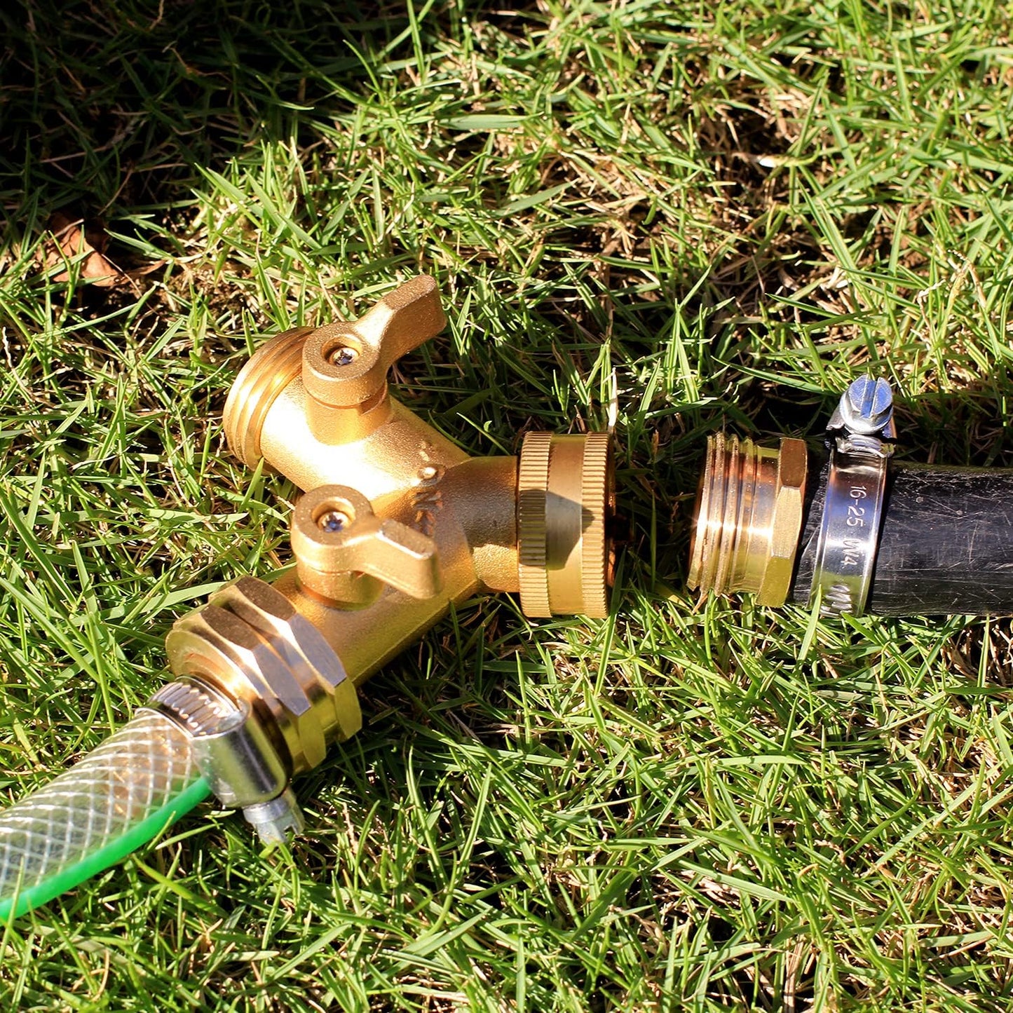 Solid Brass Garden Hose Repair kit Connector with Stainless Steel Clamps, Male Adapter/Female Garden Hose Swivel Fitting… (5/8" Barb x 3/4" Male-2 Sets)