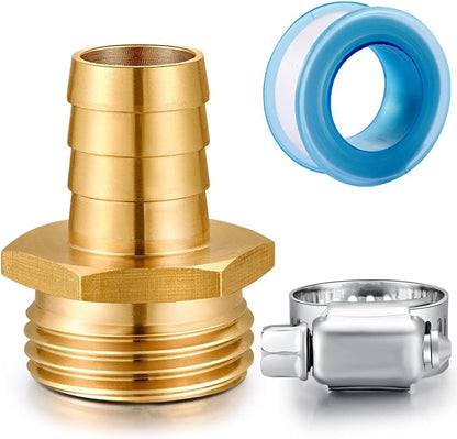 Solid Brass Garden Hose Repair kit Connector with Stainless Steel Clamps, Male Adapter/Female Garden Hose Swivel Fitting… (5/8" Barb x 3/4" Male-2 Sets)