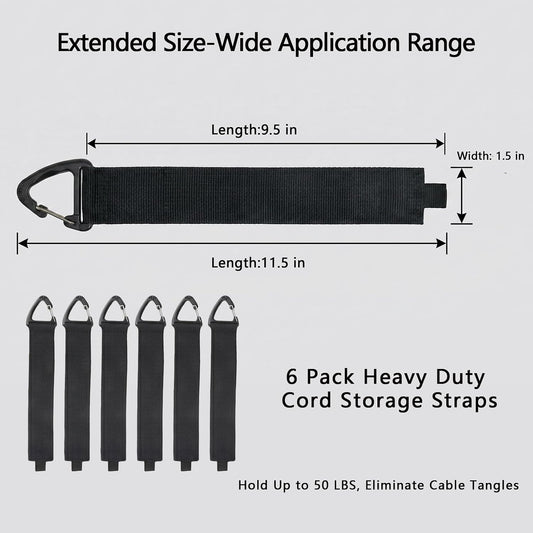 Extension Cord Storage Holder: 6 Pcs 19 in Heavy Duty Nylon Organizer Straps for Hoses & Cables - Storage Holder for Garage & Shed - Workshop Tool Accessories for Mens