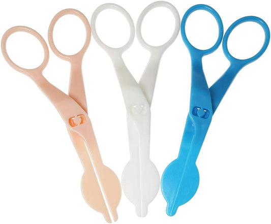 3pcs ABS Plastic Cake Scissors Flower Fondant Decorating Cake Tool Flowers Lifter Cake Edge Scissors Clip Cream Transfer Confectionery Tool (White, Pink, Blue)