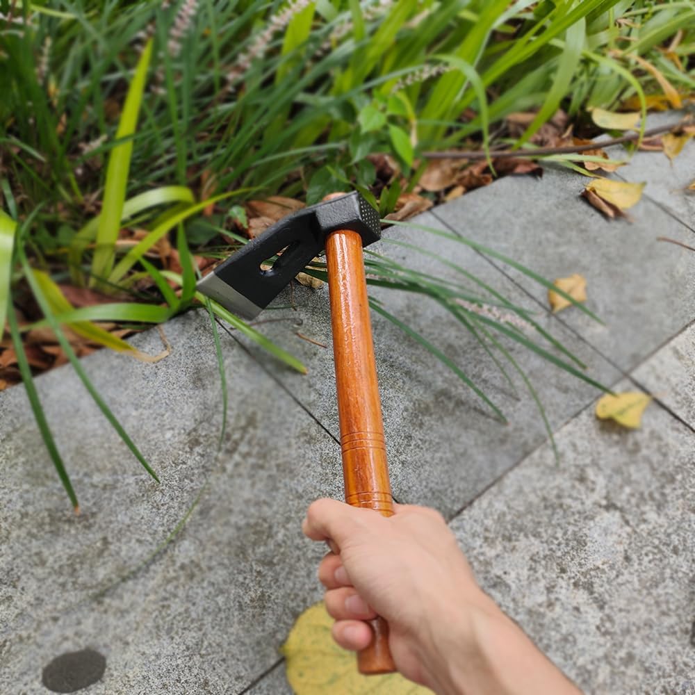 Garden Hoe Tool Small Action Hoe, Loosening Soil and Weeding,Knockable and Removable Nails,Hand Long Handle Weed Garden Tool,Digging and Rooting (4.72in×2.16in,1.34lb)