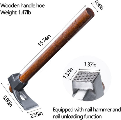 Garden Hoe Tool Small Action Hoe, Loosening Soil and Weeding,Knockable and Removable Nails,Hand Long Handle Weed Garden Tool,Digging and Rooting (4.72in×2.16in,1.34lb)