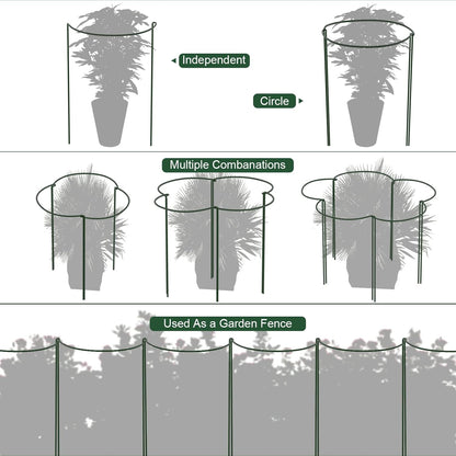 Peony Cages and Supports, 6 Pack Plant Support Stakes for Outdoor & Indoor Plants, 10" W x 16" H Half Round Garden Plant Support Rings for Peonies, Hydrangeas, Roses, Dahlias