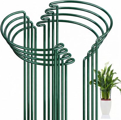 Peony Cages and Supports, 6 Pack Plant Support Stakes for Outdoor & Indoor Plants, 10" W x 16" H Half Round Garden Plant Support Rings for Peonies, Hydrangeas, Roses, Dahlias