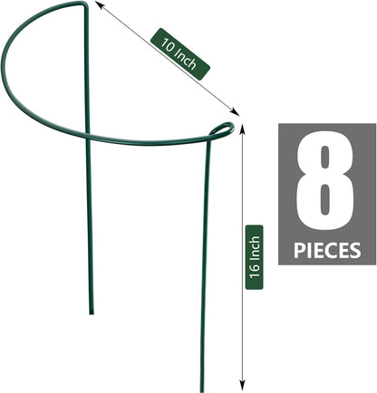 Peony Cages and Supports, 6 Pack Plant Support Stakes for Outdoor & Indoor Plants, 10" W x 16" H Half Round Garden Plant Support Rings for Peonies, Hydrangeas, Roses, Dahlias