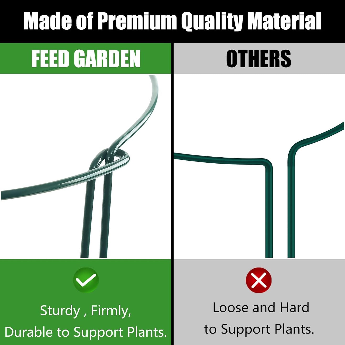 Peony Cages and Supports, 6 Pack Plant Support Stakes for Outdoor & Indoor Plants, 10" W x 16" H Half Round Garden Plant Support Rings for Peonies, Hydrangeas, Roses, Dahlias