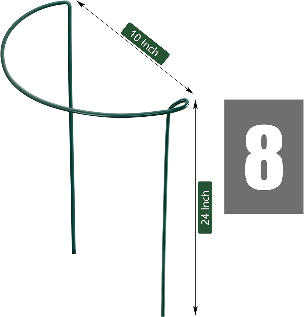 Peony Cages and Supports, 6 Pack Plant Support Stakes for Outdoor & Indoor Plants, 10" W x 16" H Half Round Garden Plant Support Rings for Peonies, Hydrangeas, Roses, Dahlias