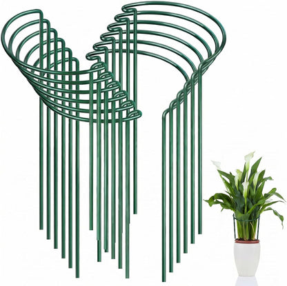 Peony Cages and Supports, 6 Pack Plant Support Stakes for Outdoor & Indoor Plants, 10" W x 16" H Half Round Garden Plant Support Rings for Peonies, Hydrangeas, Roses, Dahlias