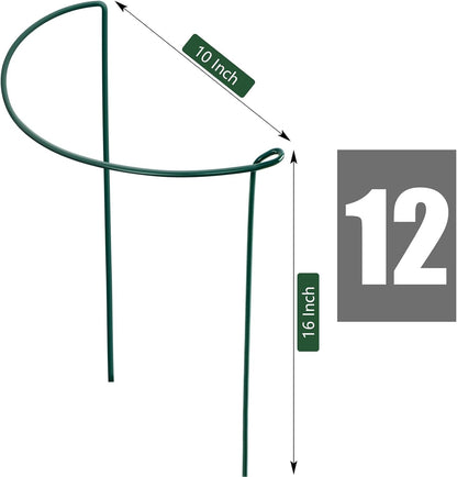 Peony Cages and Supports, 6 Pack Plant Support Stakes for Outdoor & Indoor Plants, 10" W x 16" H Half Round Garden Plant Support Rings for Peonies, Hydrangeas, Roses, Dahlias