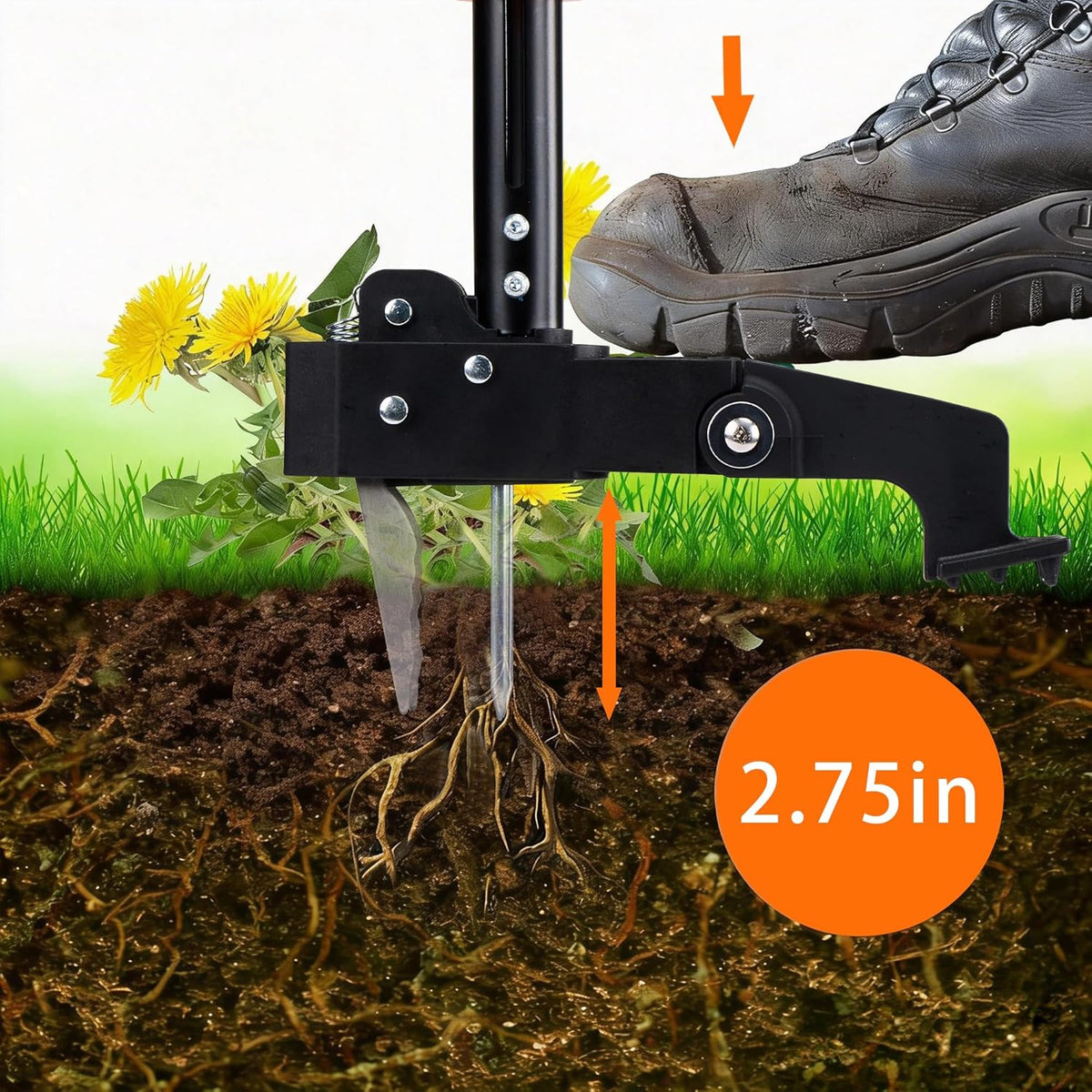 Weed Puller Tool, Stand Up Weed Puller Heavy Duty Garden Tool with 4-Claw Steel Head, 39"-46" Retractable Handle & Easy-Eject Mechanism, Easily Remove Weeds Without Bending, or Kneeling