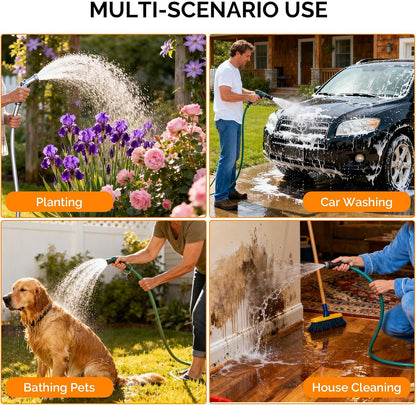 4-Wheel Garden Hose Reel Cart with Storage Basket, Portable Residential Hose Reel Cart, Lawn Watering, for Garden Backyard and Farm