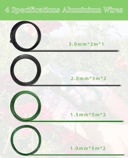Bonsai Tools Set 7Pcs, Bonsai Tree Tools Kit Succulent Trimming Tools Include Scissors, Cutters, Rake, Round and Pointed Shovel &Training Wire for Bonsai Beginner Gardening Gifts