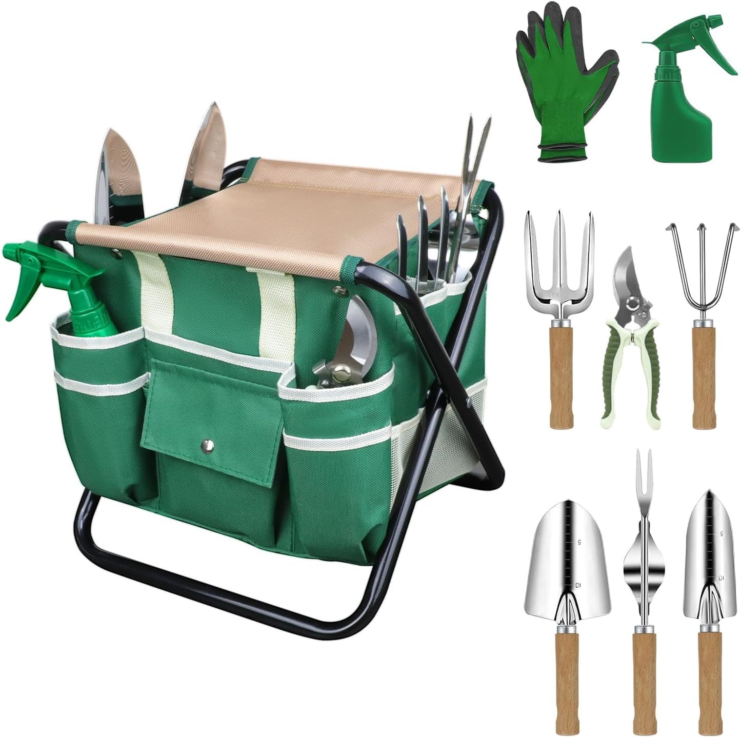 Garden Tool Set, 2Pcs Gardening Hand Tools, Stainless Steel Trowel and Cultivator with Handle, Outdoor Gardening Kit for Women Men