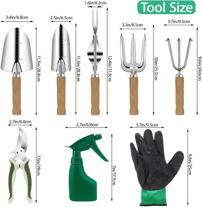Garden Tool Set, 2Pcs Gardening Hand Tools, Stainless Steel Trowel and Cultivator with Handle, Outdoor Gardening Kit for Women Men