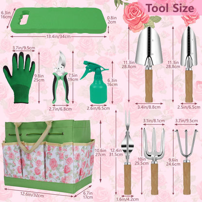 Garden Tool Set, 2Pcs Gardening Hand Tools, Stainless Steel Trowel and Cultivator with Handle, Outdoor Gardening Kit for Women Men