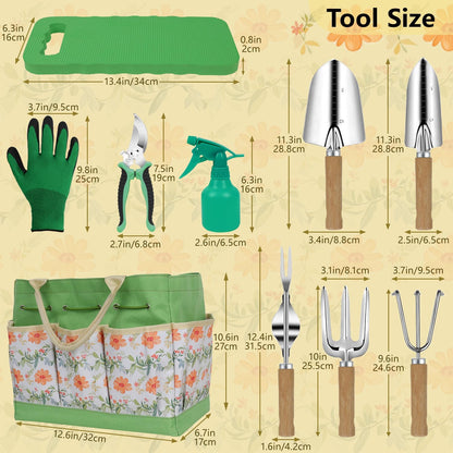 Garden Tool Set, 2Pcs Gardening Hand Tools, Stainless Steel Trowel and Cultivator with Handle, Outdoor Gardening Kit for Women Men