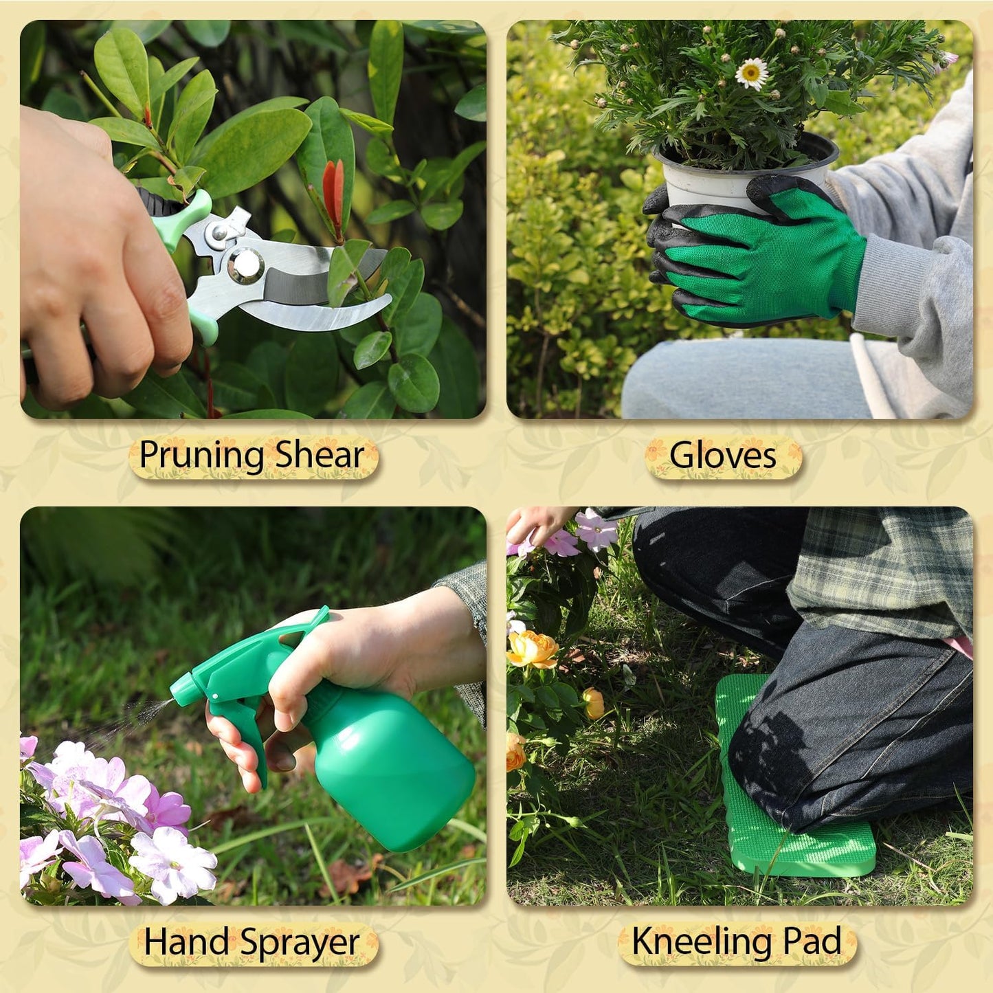 Garden Tool Set, 2Pcs Gardening Hand Tools, Stainless Steel Trowel and Cultivator with Handle, Outdoor Gardening Kit for Women Men