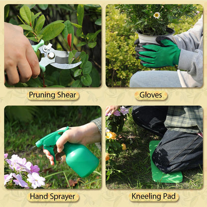 Garden Tool Set, 2Pcs Gardening Hand Tools, Stainless Steel Trowel and Cultivator with Handle, Outdoor Gardening Kit for Women Men