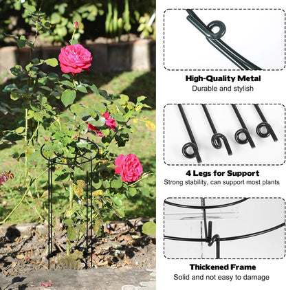 11.8" Dx31.5 H Peony Cages and Supports, 4 Pack Plant Supports for Outdoor Plants Grow Through Hoops Grids Heavy Duty Metal Peony Support Cage Flower Support Rings for Rose Tomato Hydrangea etc