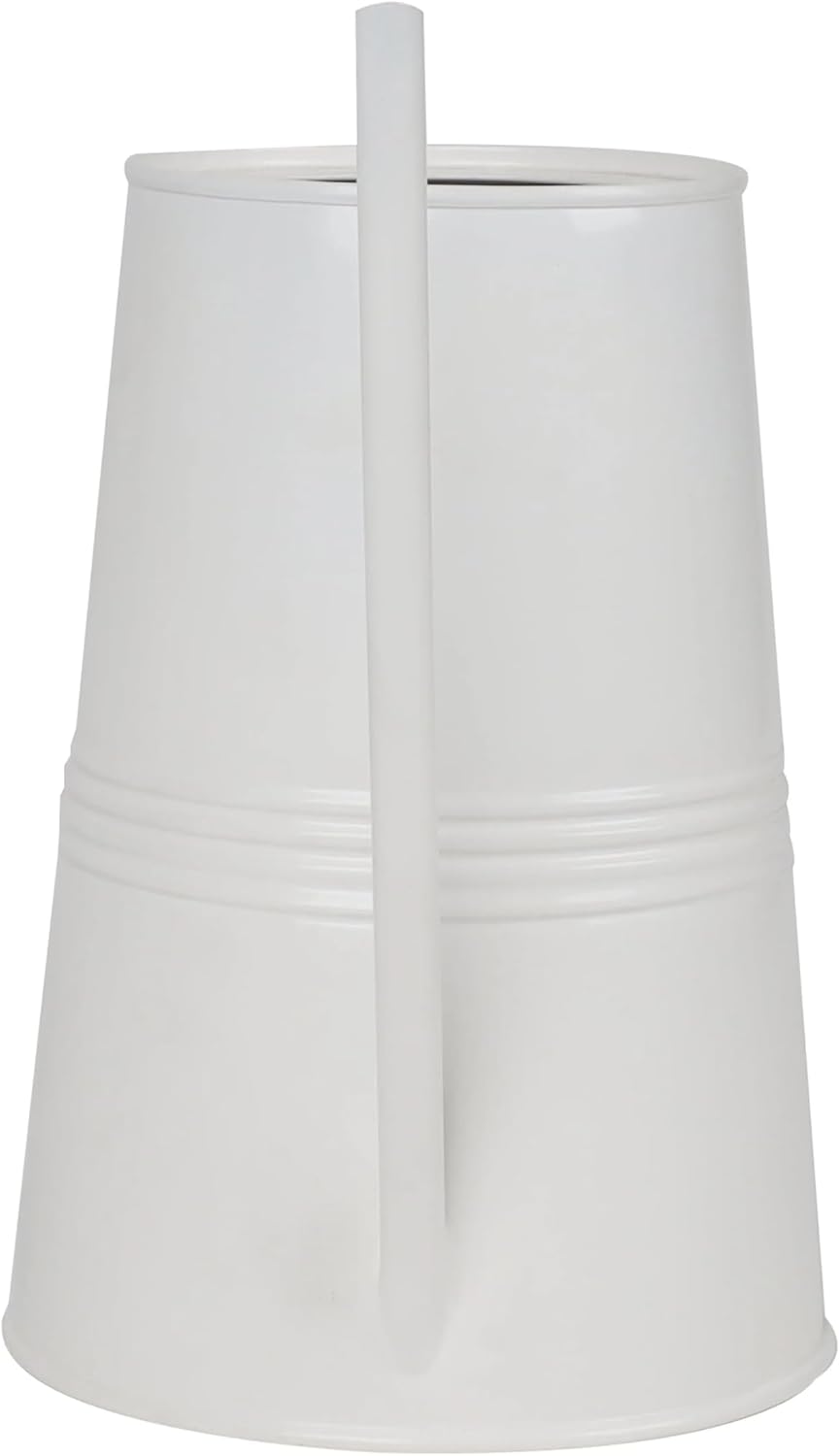 Metal Watering Can with Long Spout & Wooden Grip Handle,1 Gallon,White